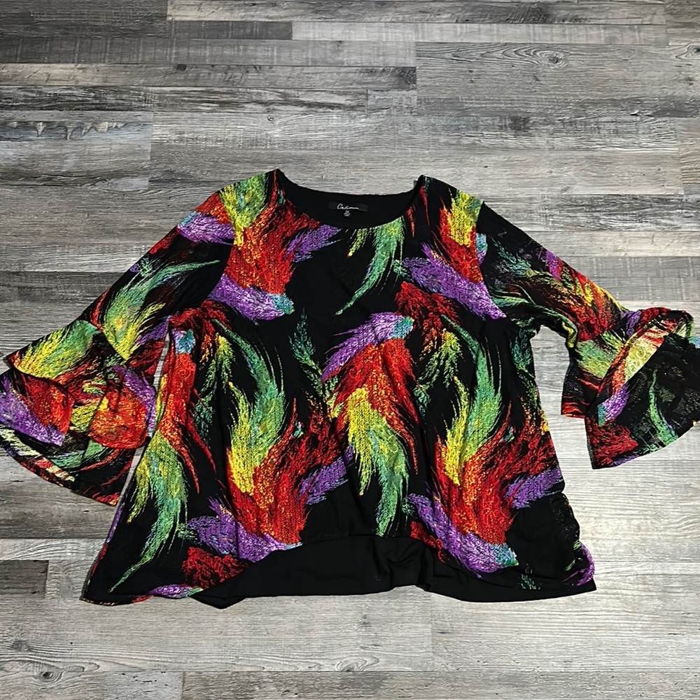 Caleoas Top feather colorfull flare